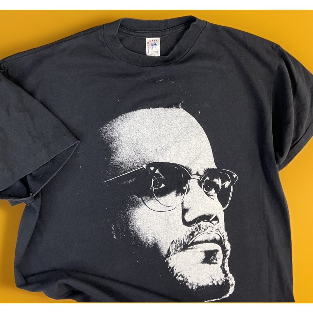 Vintage Malcom X T-Shirt 90s Single Stitch Double Sided Mosquitohead Sz XL USA